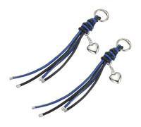 sourcing map Leather Keychain with Heart Charm Car Key Open Chain Ring with Braided Diamond Knot Long Leather Strap Tassel for Keys Cell Phone Bags Pants, Blue Black, Pack of 2