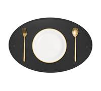 sourcing map Leather Oval Bow Placemats, Washable Heat Resistant Table Placemats, Coffee Place Mat for Kitchen Restaurant Dining Room, Black