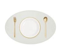 sourcing map Leather Oval Bow Placemats, Washable Heat Resistant Table Placemats, Coffee Place Mat for Kitchen Restaurant Dining Room, Light Gray