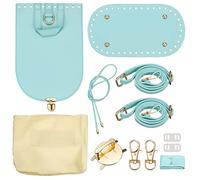 sourcing map Leather Purse Making Kit, 5Pcs DIY PU Leather Bag Backpack Making Set Bag Bottom, Shoulder Strap, Flap Cover,Drawstring for Purse DIY Making - Blue