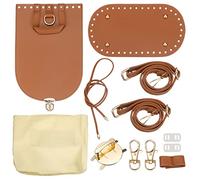 sourcing map Leather Purse Making Kit, 5Pcs DIY PU Leather Bag Backpack Making Set Bag Bottom, Shoulder Strap, Flap Cover,Drawstring for Purse DIY Making - Brown