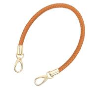 sourcing map Leather Purse Strap, 1Pc 50cm/19.69" Short Leather PU Braided Purse Replacement Handle with Metal Buckles for Underarm Bags, Handbags (Yellow Brown Strap + Gold Clasp)