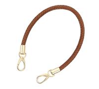 sourcing map Leather Purse Strap, 1Pc 50cm/19.69" Short Leather PU Braided Purse Replacement Handle with Metal Buckles for Underarm Bags, Handbags (Brown Strap + Gold Clasp)