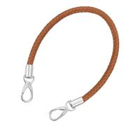 sourcing map Leather Purse Strap, 1Pc 50cm/19.69" Short Leather PU Braided Purse Replacement Handle with Metal Buckles for Underarm Bags, Handbags (Light Brown Strap + Silver Clasp)