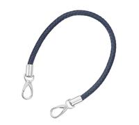 sourcing map Leather Purse Strap, 1Pc 50cm/19.69" Short Leather PU Braided Purse Replacement Handle with Metal Buckles for Underarm Bags, Handbags (Dark Blue Strap + Silver Clasp)