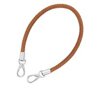 sourcing map Leather Purse Strap, 1Pc 60cm/23.62" Short Leather PU Braided Purse Replacement Handle with Metal Buckles for Underarm Bags, Handbags (Light Brown Strap + Silver Clasp)