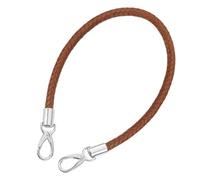 sourcing map Leather Purse Strap, 1Pc 60cm/23.62" Short Leather PU Braided Purse Replacement Handle with Metal Buckles for Underarm Bags, Handbags (Brown Strap + Silver Clasp)