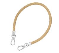sourcing map Leather Purse Strap, 1Pc 60cm/23.62" Short Leather PU Braided Purse Replacement Handle with Metal Buckles for Underarm Bags, Handbags (Apricot Strap + Silver Clasp)