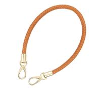 sourcing map Leather Purse Strap, 1Pc 60cm/23.62" Short Leather PU Braided Purse Replacement Handle with Metal Buckles for Underarm Bags, Handbags (Yellow Brown Strap + Gold Clasp)