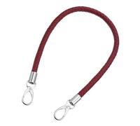 sourcing map Leather Purse Strap, 1Pc 60cm/23.62" Short Leather PU Braided Purse Replacement Handle with Metal Buckles for Underarm Bags, Handbags (Dark Red Strap + Silver Clasp)