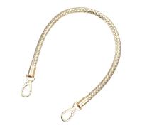 sourcing map Leather Purse Strap, 1Pc 60cm/23.62" Short Leather PU Braided Purse Replacement Handle with Metal Buckles for Underarm Bags, Handbags (Light Gold Strap + Gold Clasp)