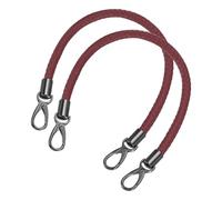 sourcing map Leather Purse Strap, 2Pcs 50cm/19.69" Short Leather PU Braided Purse Replacement Handle with Metal Buckles for Underarm Bags, Handbags (Dark Red Strap + Black Clasp)