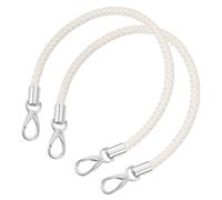 sourcing map Leather Purse Strap, 2Pcs 50cm/19.69" Short Leather PU Braided Purse Replacement Handle with Metal Buckles for Underarm Bags, Handbags (Beige White Strap + Silver Clasp)