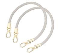 sourcing map Leather Purse Strap, 2Pcs 50cm/19.69" Short Leather PU Braided Purse Replacement Handle with Metal Buckles for Underarm Bags, Handbags (Light Gray Strap + Gold Clasp)