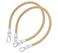 sourcing map Leather Purse Strap, 2Pcs 60cm/23.62" Short Leather PU Braided Purse Replacement Handle with Metal Buckles for Underarm Bags, Handbags (Apricot Strap + Silver Clasp)