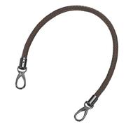 sourcing map Leather Purse Strap, 60cm/23.62" Short Leather PU Braided Purse Replacement Handle with Metal Buckles for Underarm Bags, Handbags (Dark Coffee Strap + Black Clasp)