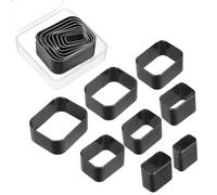 sourcing map Leather Rectangle Shape Punch Cutter Set 8 Sizes Leather Hollow Cutter Kit Durable Punch Die Kit Carbon Steel Leather Punch Tool for Canvas Strap Belt Leathercraft Working 8pcs