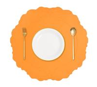 sourcing map Leather Round Placemats, Washable Heat Resistant Table Placemats, Coffee Place Mat for Kitchen Restaurant Dining Room, Orange
