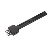 sourcing map Leather Stitching Punch 4mm 4 Prong Carbon Steel Leather Punch Hole Tool Stitching Chisel for DIY Craft Handbag Wallets Card Belt Holders Key Holder Belt, Black