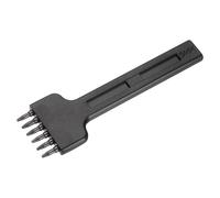 sourcing map Leather Stitching Punch 5mm 6 Prong Carbon Steel Leather Punch Hole Tool Stitching Chisel for DIY Craft Handbag Wallets Card Belt Holders Key Holder Belt, Black
