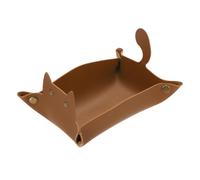 sourcing map Leather Valet Tray, Folding Jewelry Tray Organizer Travel Dish Plate Desk Organizer for Women and Men Storage Jewelry Keys Wallet Coin, Brown