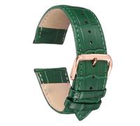 sourcing map Leather Watch Band 16mm Embossed Pattern Cowhide Watch Strap Replacement with Spring Bars for Men and Women, Green Rose Gold