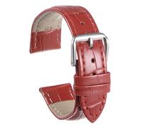 sourcing map Leather Watch Band 16mm Embossed Pattern Cowhide Watch Strap Replacement with Spring Bars for Women, Red
