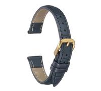sourcing map Leather Watch Band 18mm Embossed Pattern Cowhide Watch Strap Replacement with Spring Bars for Men and Women, Blue Gold