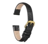 sourcing map Leather Watch Band 20mm Embossed Pattern Cowhide Watch Strap Replacement with Spring Bars for Men and Women, Black Gold