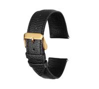 sourcing map Leather Watch Band 22mm Vintage Textured Padded Leather Watch Strap Quick Release Replacement Wristband with Stainless Steel Pin Buckle for Men and Women, Black