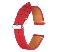 sourcing map Leather Watch Band 22mm Width Watch Strap Top-Grain Suede Cowhide Wrist Bands Replacement with Stainless Steel Buckle for Men Women, Red