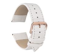 sourcing map Leather Watch Band 24mm Embossed Pattern Cowhide Watch Strap Replacement with Spring Bars for Men and Women, White Rose Gold