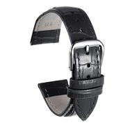 sourcing map Leather Watch Band 24mm Embossed Pattern Cowhide Watch Strap Replacement with Spring Bars for Men and Women, Black