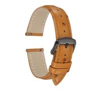 sourcing map Leather Watch Bands, 18mm Width Quick Release Watch Strap Ostrich Pattern Top Grain Replacement Wrist Band Black Buckle for Men Women, Yellow