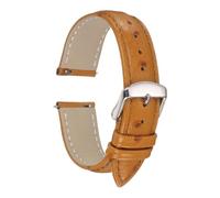 sourcing map Leather Watch Bands, 19mm Width Quick Release Watch Strap Ostrich Pattern Top Grain Replacement Wrist Band Silver Buckle for Men Women, Yellow