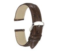 sourcing map Leather Watch Bands, 19mm Width Quick Release Watch Strap Ostrich Pattern Top Grain Replacement Wrist Band Silver Buckle for Men Women, Coffee