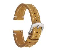 sourcing map Leather Watch Bands, 22mm Width Quick Release Watch Strap Cowhide Replacement Wrist Band Silver Buckle for Men Women, Brown