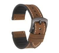 sourcing map Leather Watch Bands, 22mm Width Quick Release Watch Strap Silicone Cowhide Replacement Wrist Band Black Buckle for Men Women, Dark Brown