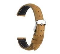 sourcing map Leather Watch Strap, 14mm Quick Release Watch Band with Stainless Steel Silver Buckle Soft Leather Watch Band for Men and Ladies, Light Brown
