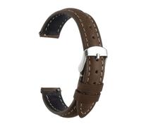sourcing map Leather Watch Strap, 14mm Quick Release Watch Band with Stainless Steel Silver Buckle Soft Leather Watch Band for Men and Ladies, Dark Brown