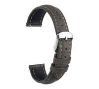 sourcing map Leather Watch Strap, 16mm Quick Release Watch Band with Stainless Steel Silver Buckle Soft Leather Watch Band for Men and Ladies, Gray