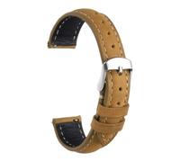sourcing map Leather Watch Strap, 16mm Quick Release Watch Band with Stainless Steel Silver Buckle Soft Leather Watch Band for Men and Ladies, Light Brown