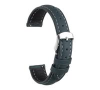 sourcing map Leather Watch Strap, 16mm Quick Release Watch Band with Stainless Steel Silver Buckle Soft Leather Watch Band for Men and Ladies, Blue