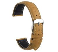 sourcing map Leather Watch Strap, 18mm Quick Release Watch Band with Stainless Steel Silver Buckle Soft Leather Watch Band for Men and Ladies, Light Brown