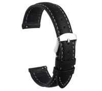 sourcing map Leather Watch Strap, 18mm Quick Release Watch Band with Stainless Steel Silver Buckle Soft Leather Watch Band for Men and Ladies, Black