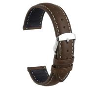 sourcing map Leather Watch Strap, 20mm Quick Release Watch Band with Stainless Steel Silver Buckle Soft Leather Watch Band for Men and Ladies, Dark Brown