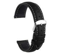 sourcing map Leather Watch Strap, 20mm Quick Release Watch Band with Stainless Steel Silver Buckle Soft Leather Watch Band for Men and Ladies, Black