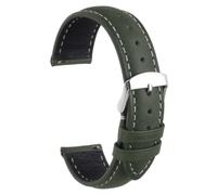 sourcing map Leather Watch Strap, 20mm Quick Release Watch Band with Stainless Steel Silver Buckle Soft Leather Watch Band for Men and Ladies, Green