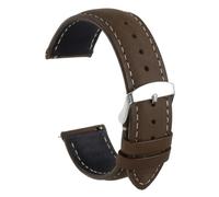 sourcing map Leather Watch Strap, 22mm Quick Release Watch Band with Stainless Steel Silver Buckle Soft Leather Watch Band for Men and Ladies, Dark Brown