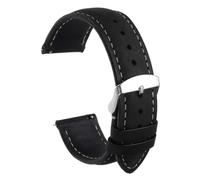 sourcing map Leather Watch Strap, 22mm Quick Release Watch Band with Stainless Steel Silver Buckle Soft Leather Watch Band for Men and Ladies, Black